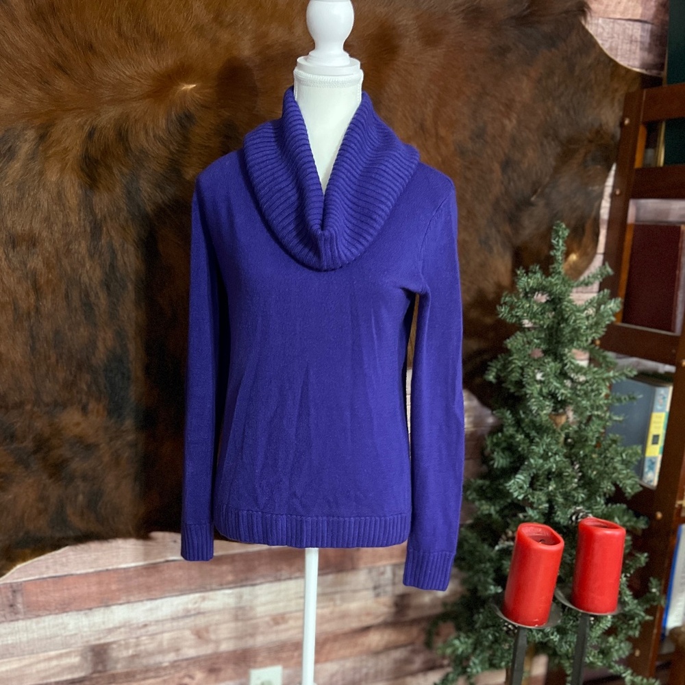 Evan Picone Purple Cowl Neck Sweater Size Small